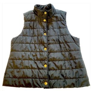MICHAEL KORS Black Quilted Puff Vest w/ Gold Snap Closure, Large